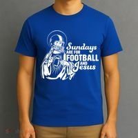 Funny Christian Sundays Are For Football And Jesus T-Shirt thumb 3