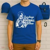 Funny Christian Sundays Are For Football And Jesus T-Shirt thumb 6