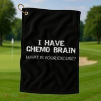 Funny Cancer Sucks Gift I Have Chemo Brain Gift Golf Towel thumb 1