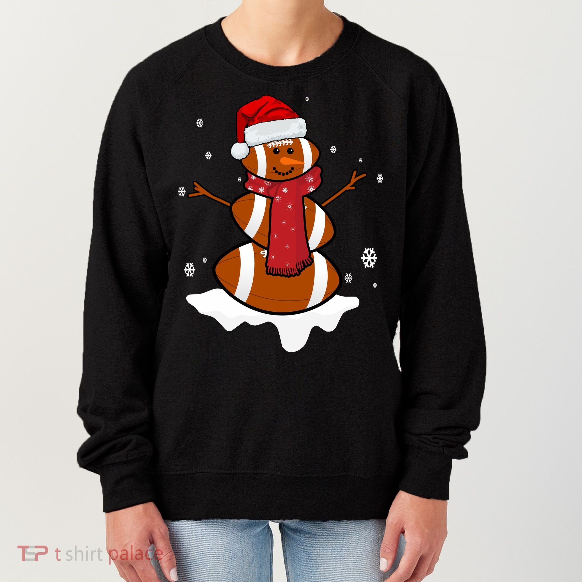 Football Christmas Snowman Women's Sweatshirt