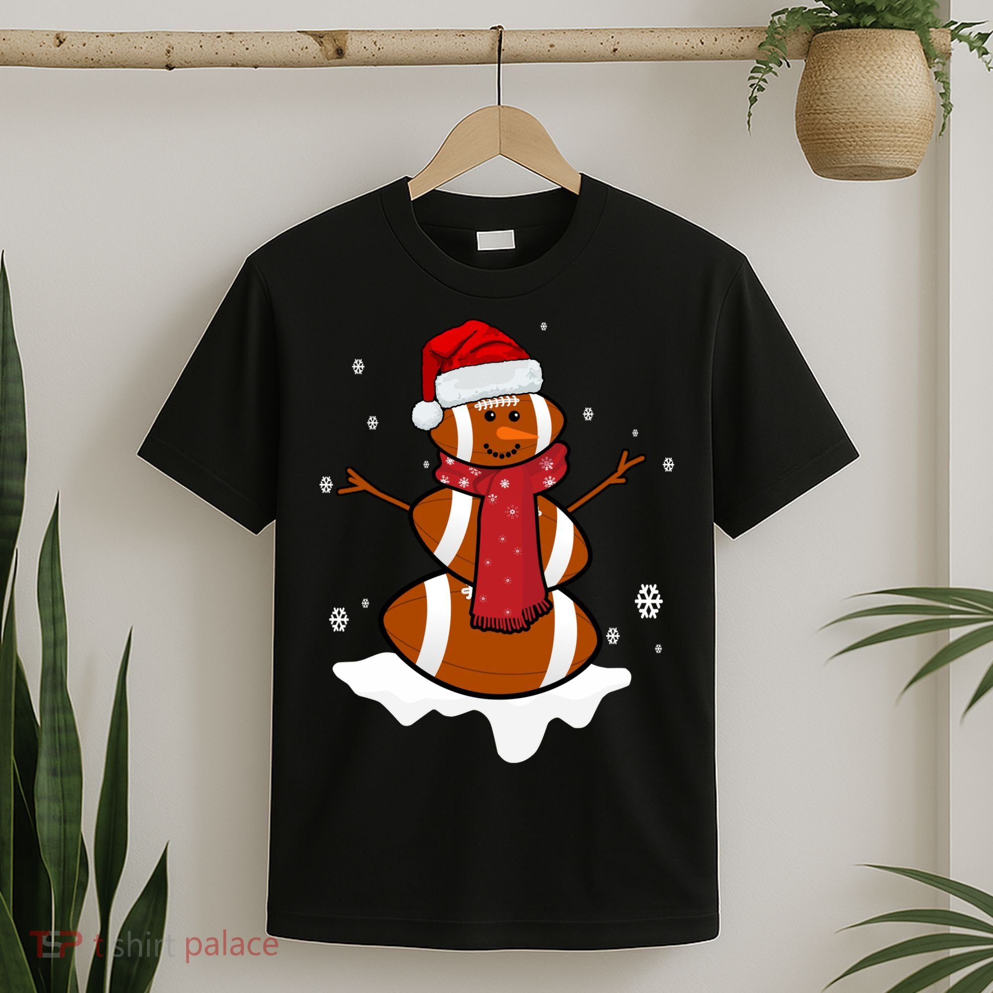 Football Christmas Snowman T-Shirt