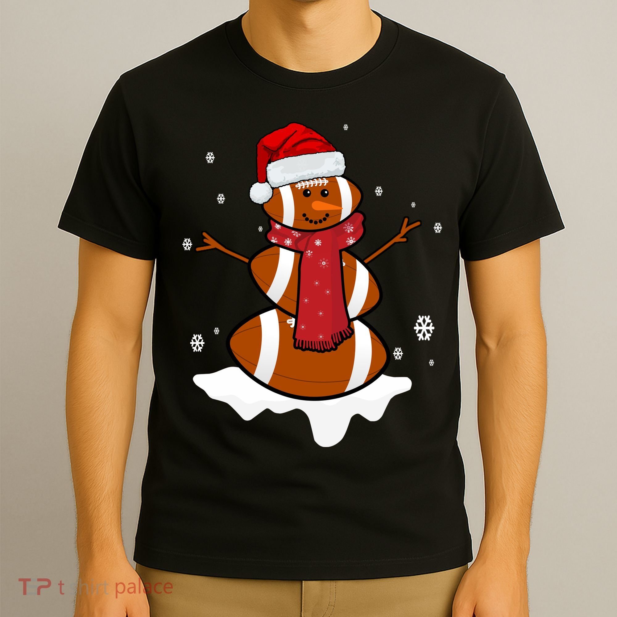 Football Christmas Snowman T-Shirt