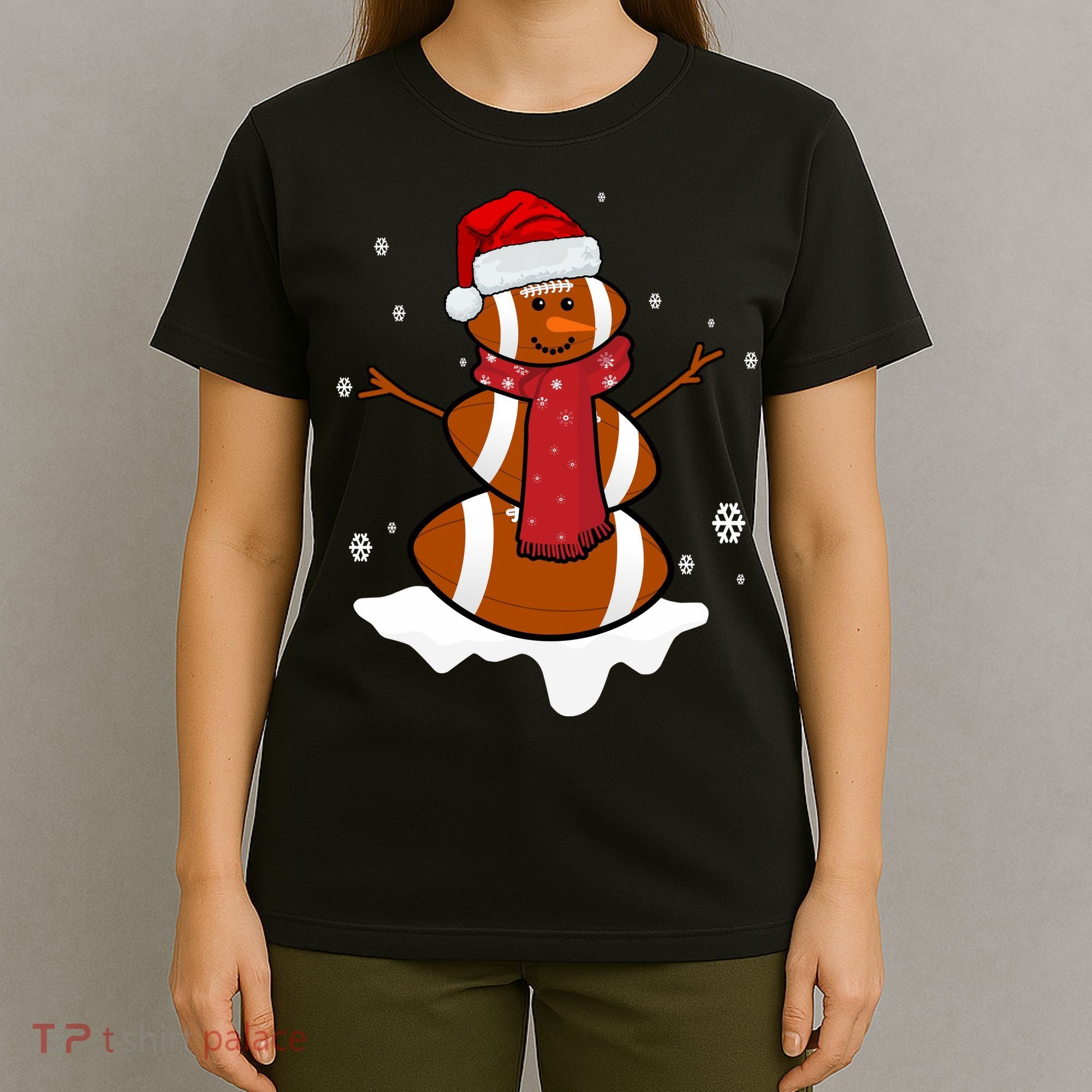 Football Christmas Snowman T-Shirt