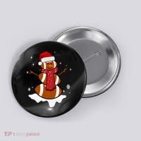 Football Christmas Snowman Button thumb 0