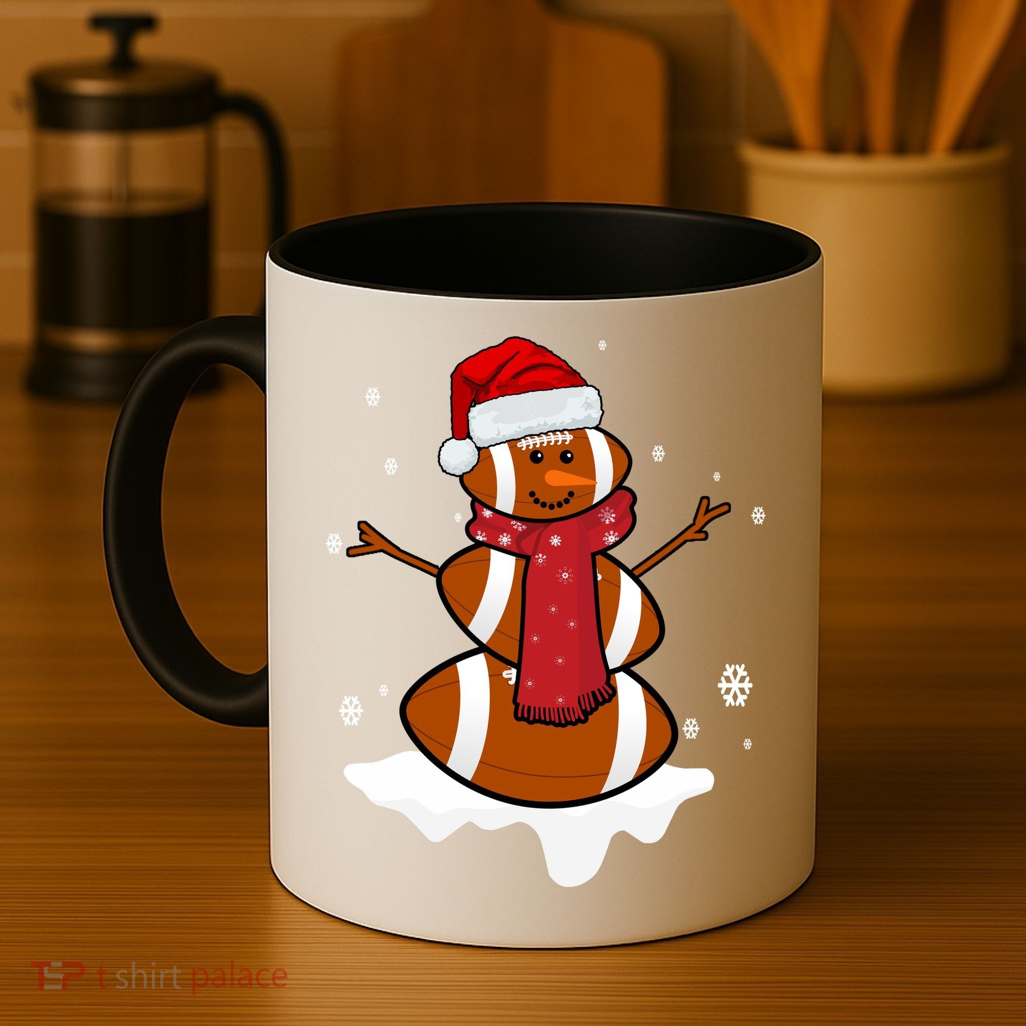 Football Christmas Snowman Coffee Mug