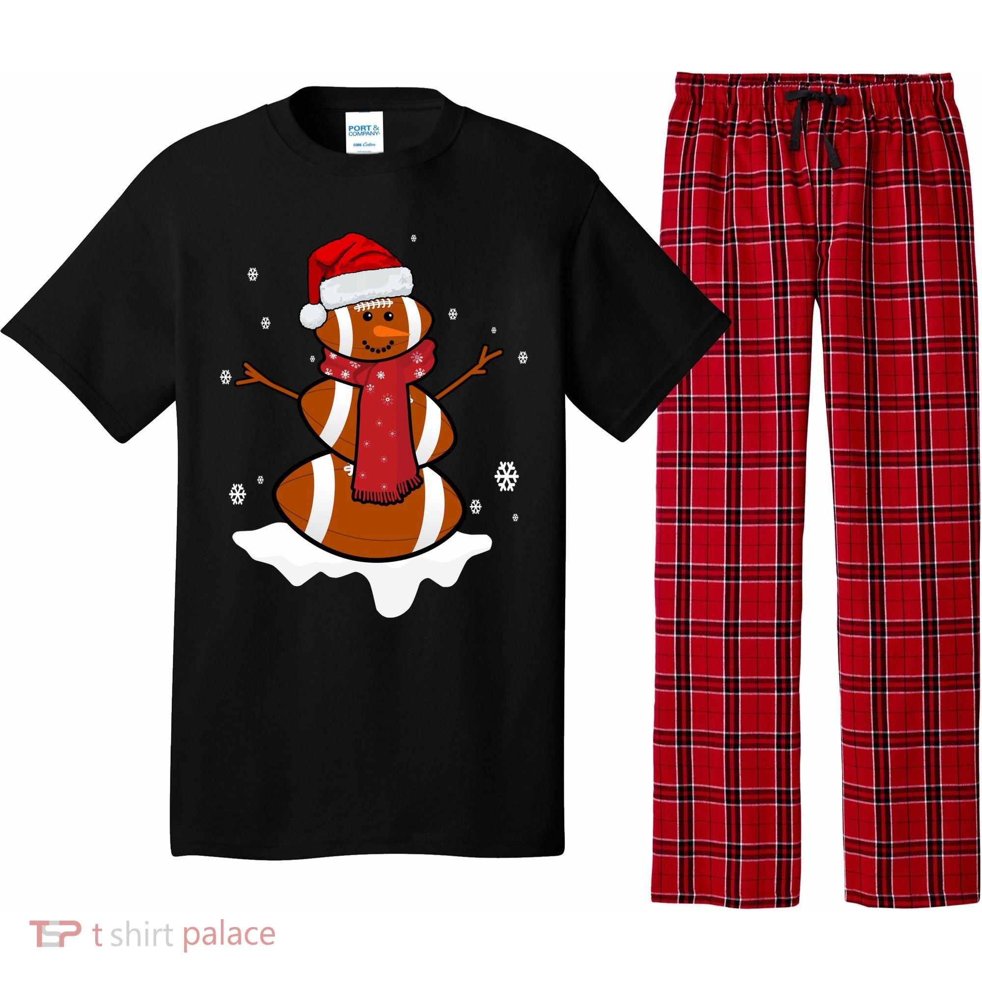 Football Christmas Snowman Pajama Set