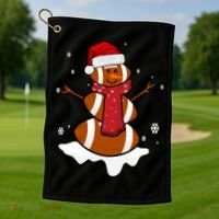 Football Christmas Snowman Golf Towel thumb 1