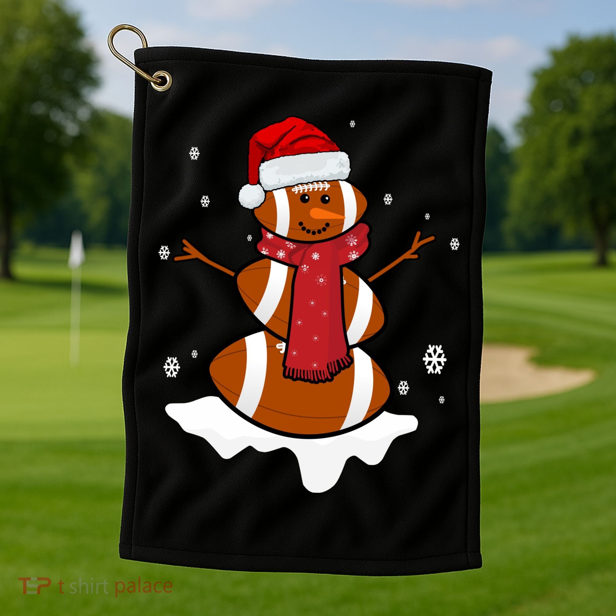 Football Christmas Snowman Golf Towel