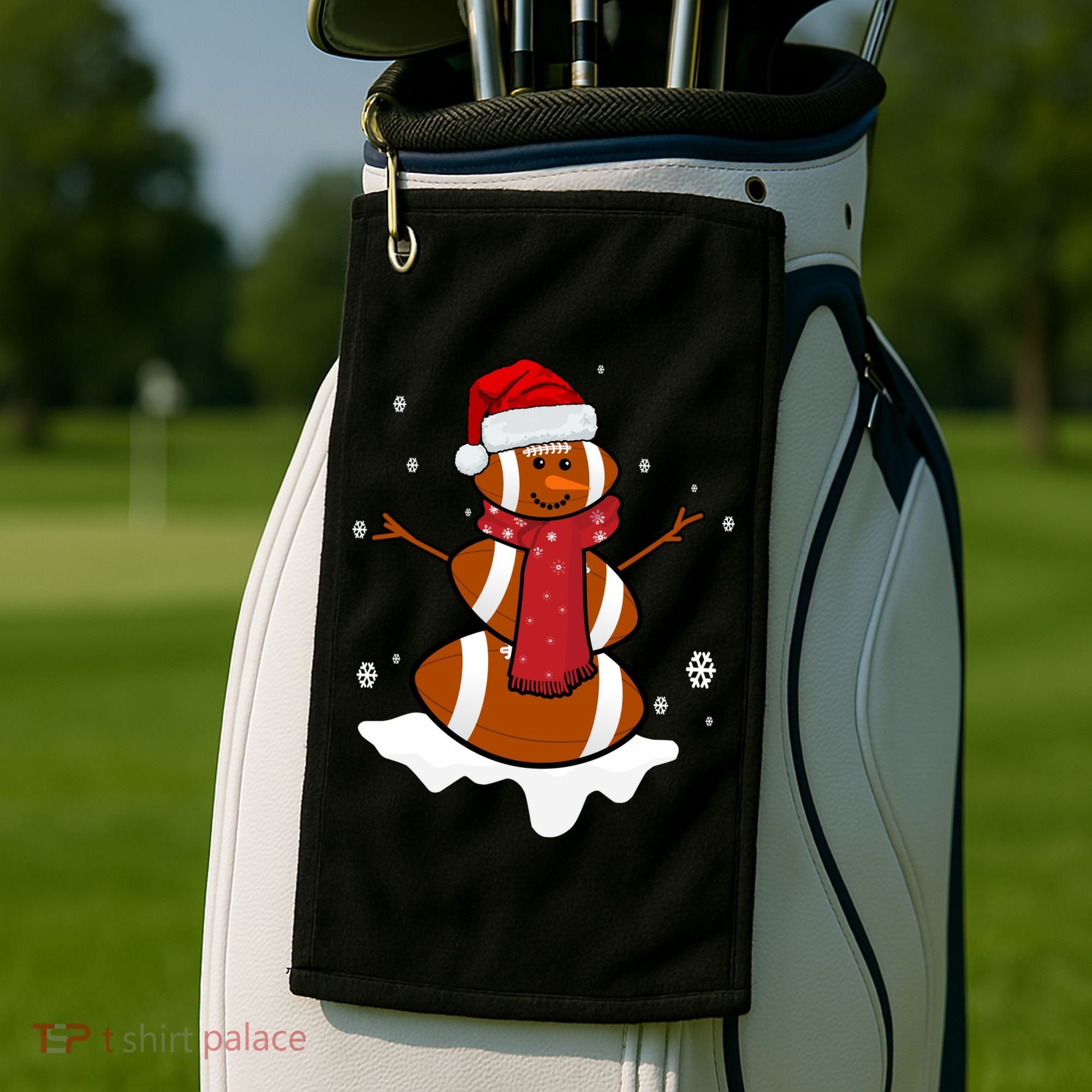 Football Christmas Snowman Golf Towel