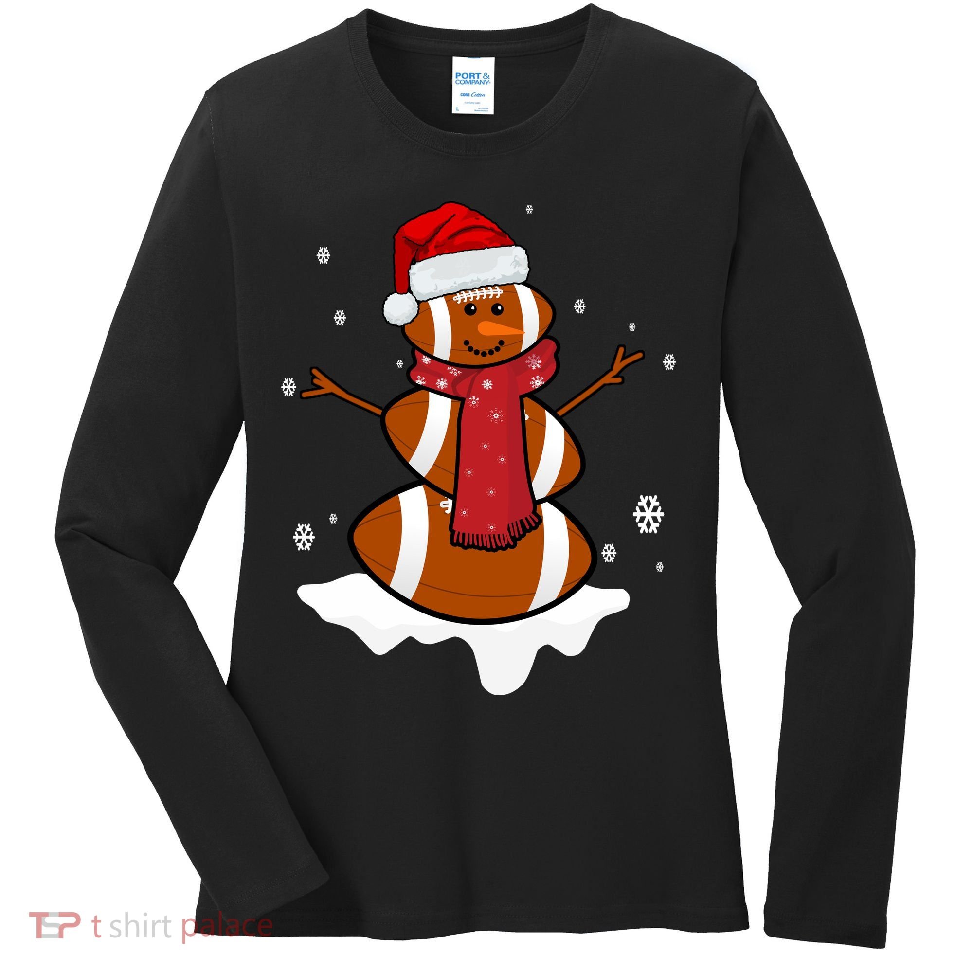 Football Christmas Snowman Women's Long Sleeve Shirt