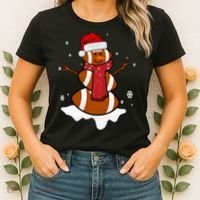 Football Christmas Snowman Women's T-Shirt thumb 2