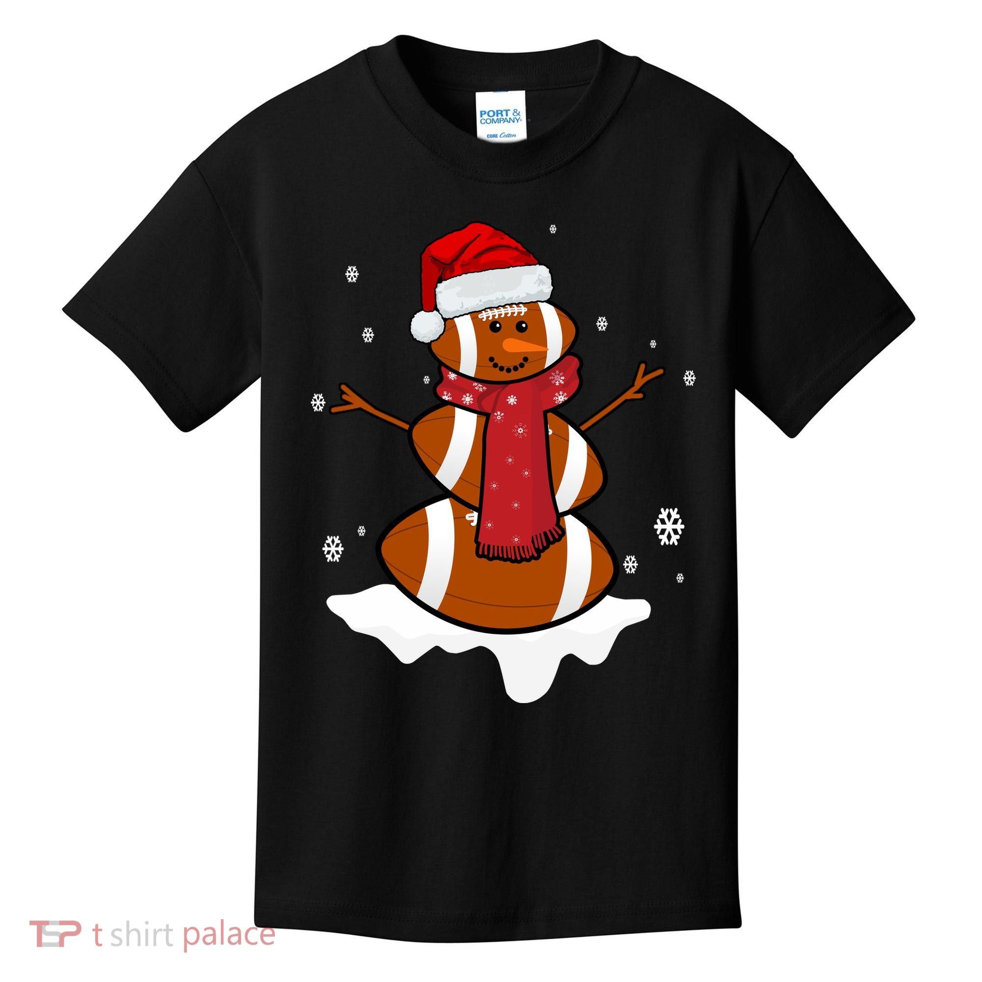 Football Christmas Snowman Kids T-Shirt