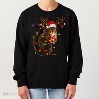 Funny Christmas Squirrel Lights Reindeer Christmas Costume Women's Sweatshirt thumb 0