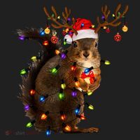 Funny Christmas Squirrel Lights Reindeer Christmas Costume Women's Sweatshirt thumb 2