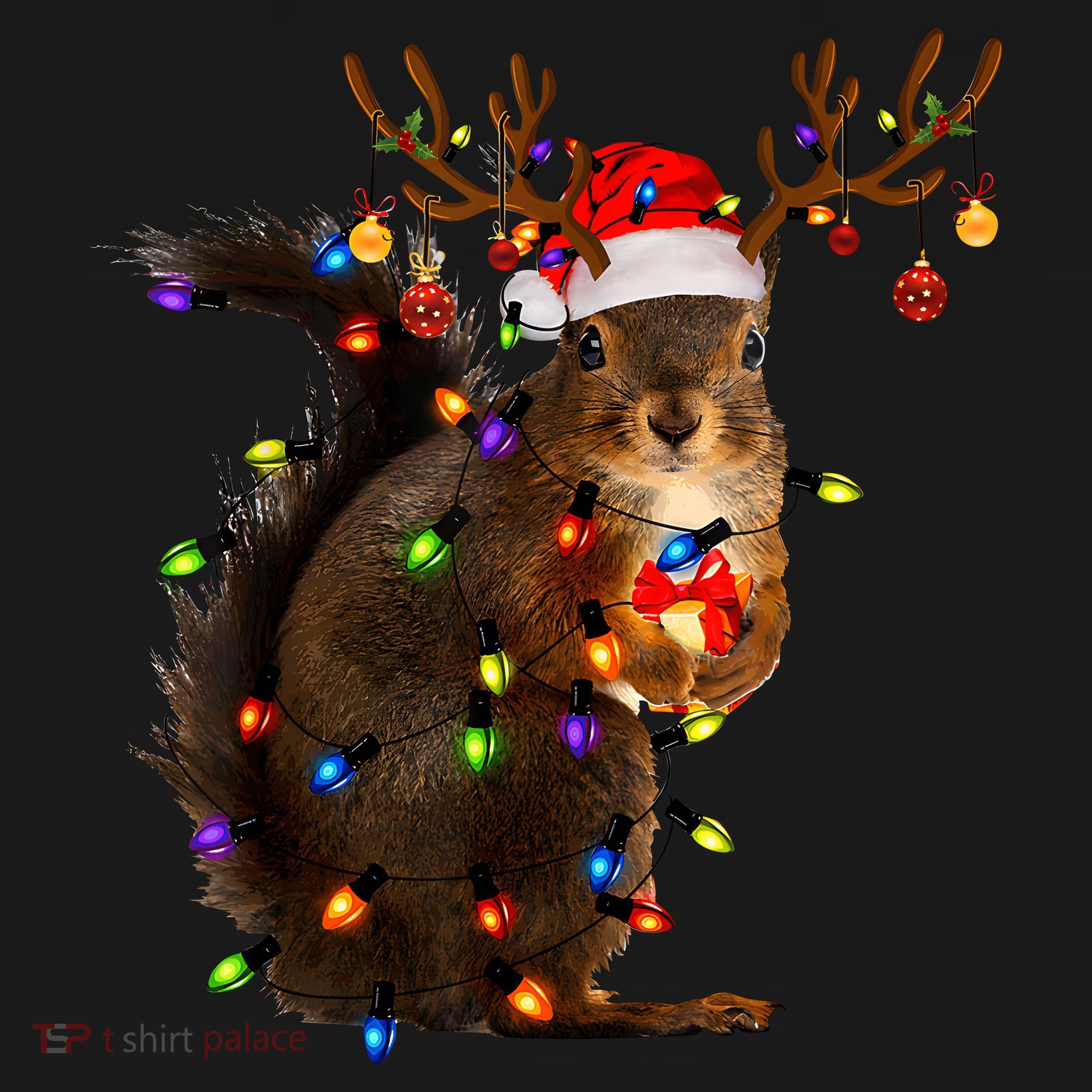 Funny Christmas Squirrel Lights Reindeer Christmas Costume Backpack