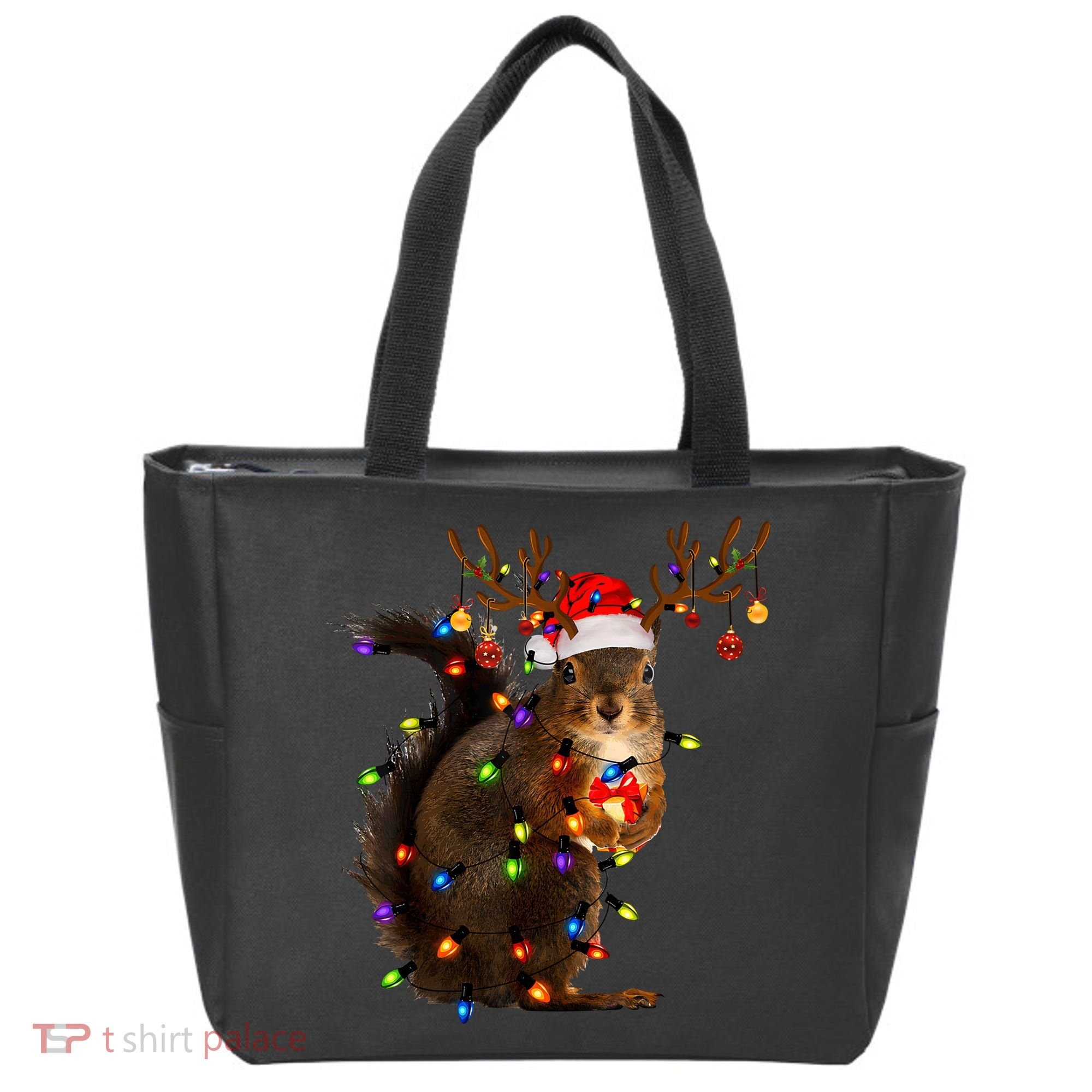 Funny Christmas Squirrel Lights Reindeer Christmas Costume Tote Bag