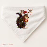 Funny Christmas Squirrel Lights Reindeer Christmas Costume USA-Made Doggie Bandana thumb 0