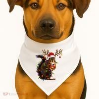 Funny Christmas Squirrel Lights Reindeer Christmas Costume USA-Made Doggie Bandana thumb 1