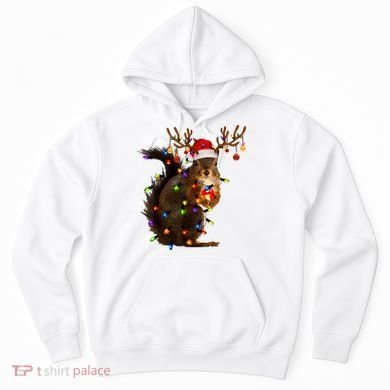 Funny Christmas Squirrel Lights Reindeer Christmas Costume Hoodie