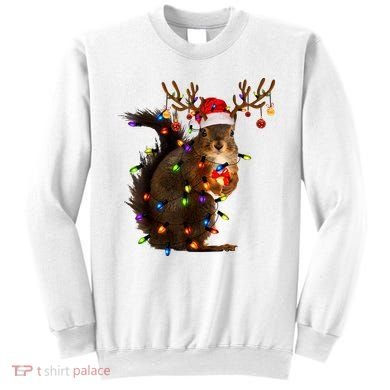 Funny Christmas Squirrel Lights Reindeer Christmas Costume Sweatshirt