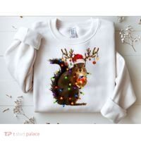 Funny Christmas Squirrel Lights Reindeer Christmas Costume Sweatshirt thumb 2