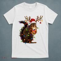 Funny Christmas Squirrel Lights Reindeer Christmas Costume T-Shirt thumb 5
