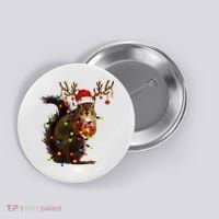 Funny Christmas Squirrel Lights Reindeer Christmas Costume Button thumb 0