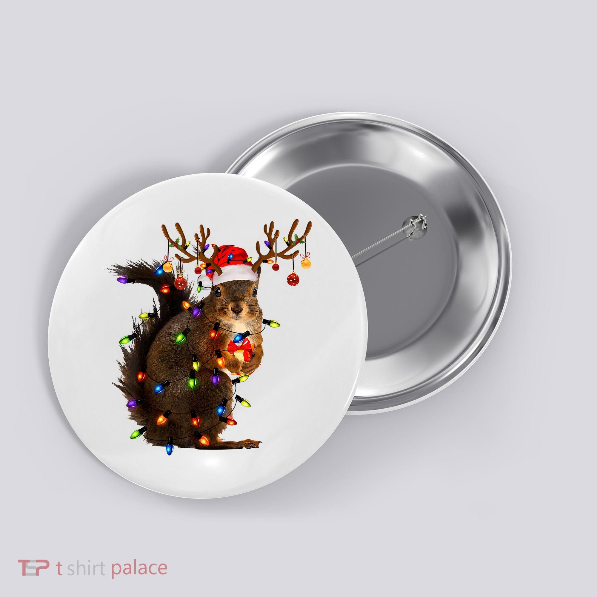 Funny Christmas Squirrel Lights Reindeer Christmas Costume Button