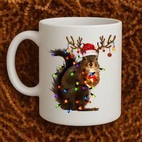 Funny Christmas Squirrel Lights Reindeer Christmas Costume Coffee Mug thumb 2