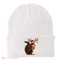 Funny Christmas Squirrel Lights Reindeer Christmas Costume Beanie thumb 0