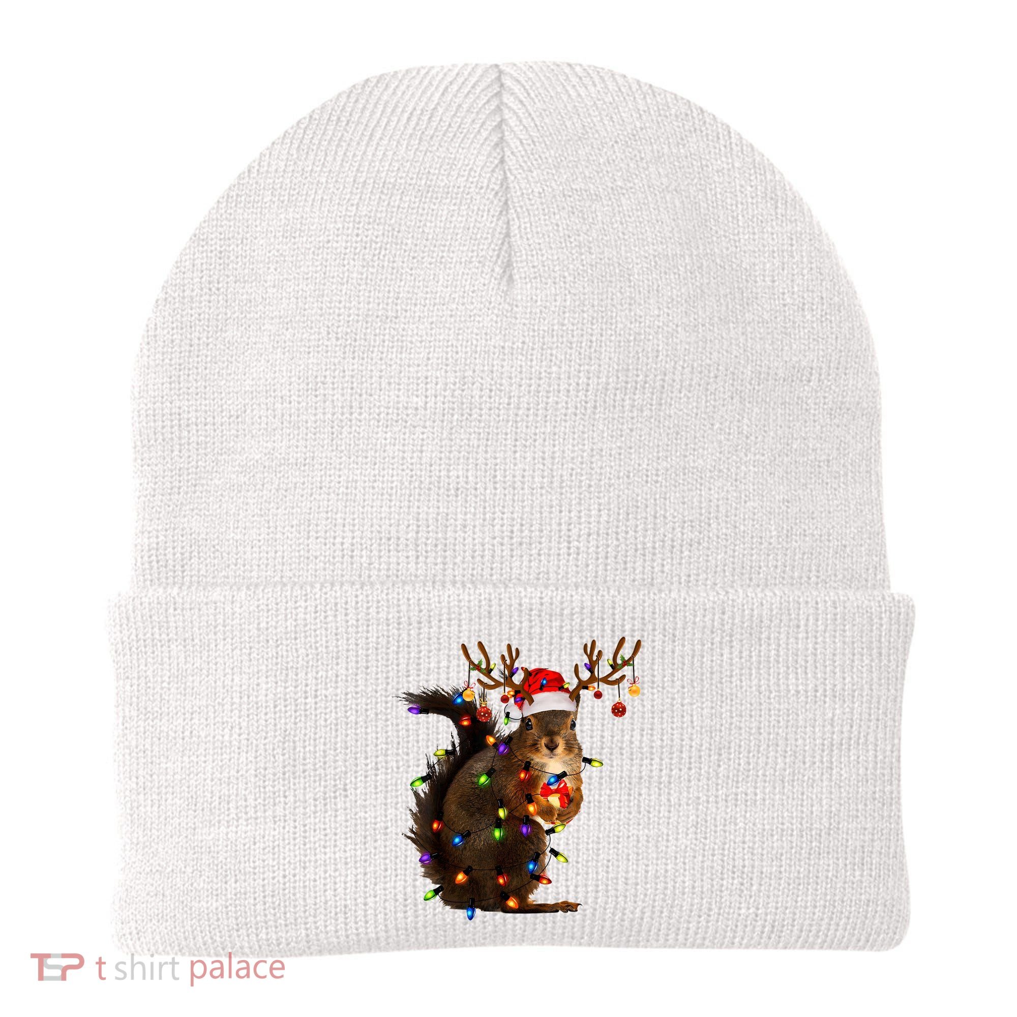 Funny Christmas Squirrel Lights Reindeer Christmas Costume Beanie