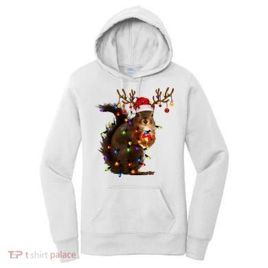 Funny Christmas Squirrel Lights Reindeer Christmas Costume Women's Hoodie