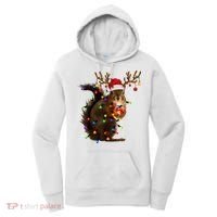 Funny Christmas Squirrel Lights Reindeer Christmas Costume Women's Hoodie thumb 0
