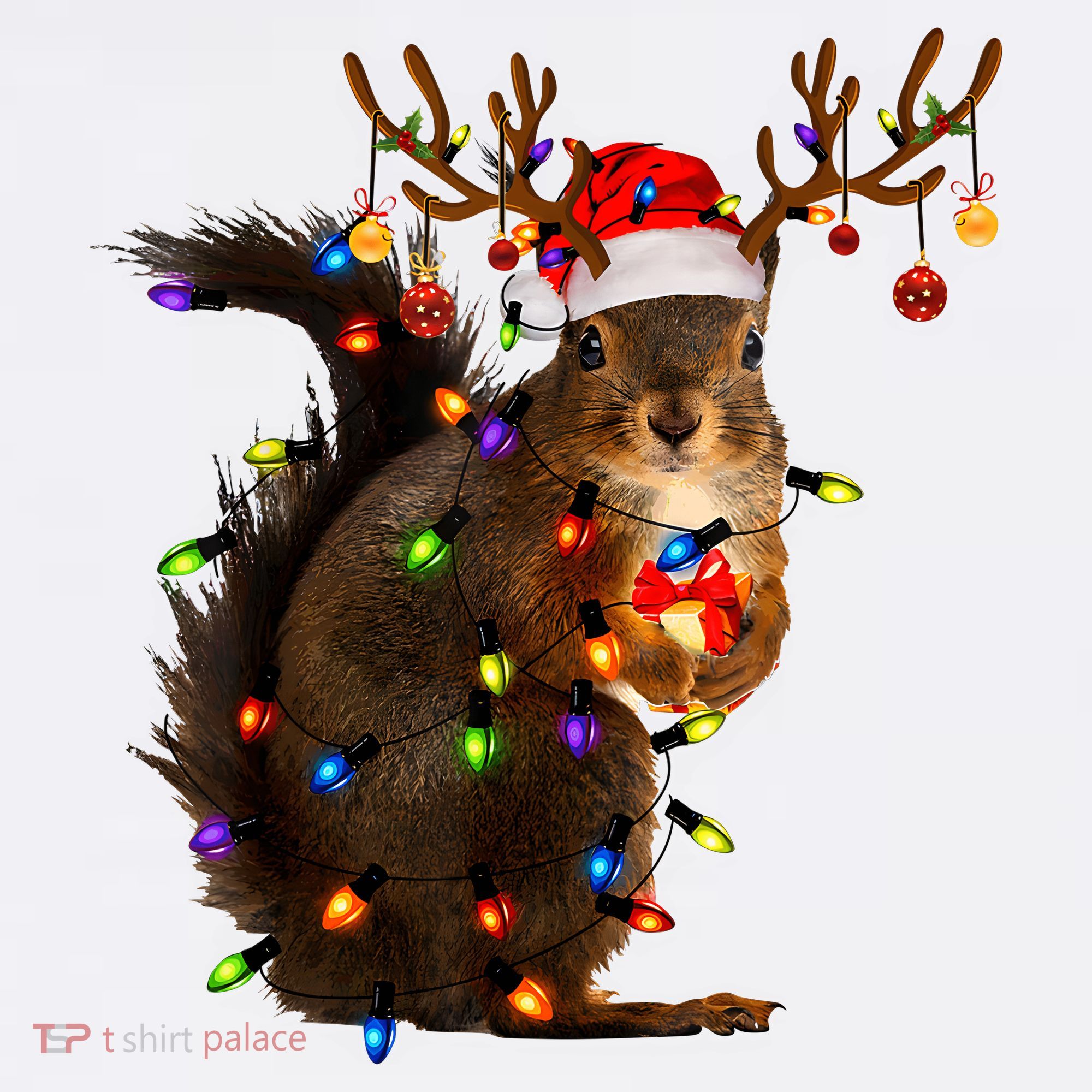 Funny Christmas Squirrel Lights Reindeer Christmas Costume Women's Hoodie
