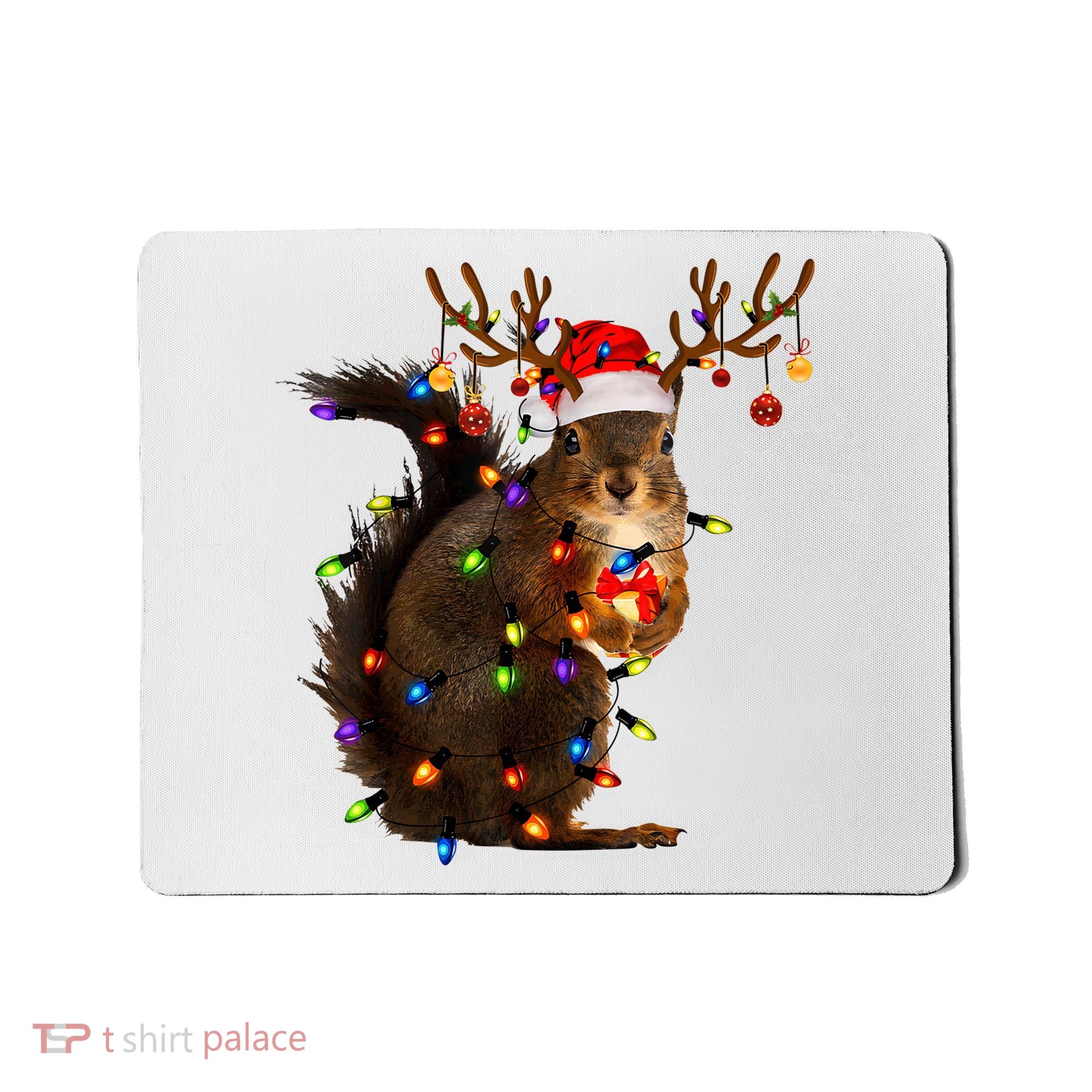Funny Christmas Squirrel Lights Reindeer Christmas Costume Mousepad