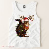 Funny Christmas Squirrel Lights Reindeer Christmas Costume Tank Top thumb 2