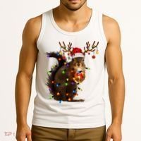 Funny Christmas Squirrel Lights Reindeer Christmas Costume Tank Top thumb 3