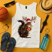 Funny Christmas Squirrel Lights Reindeer Christmas Costume Tank Top thumb 4