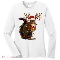 Funny Christmas Squirrel Lights Reindeer Christmas Costume Women's Long Sleeve Shirt thumb 0