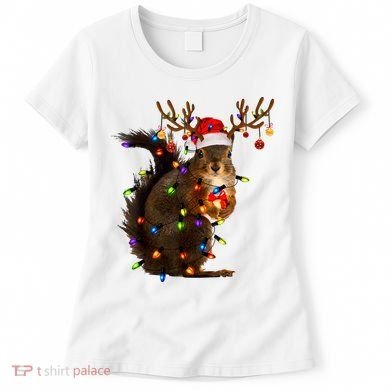 Funny Christmas Squirrel Lights Reindeer Christmas Costume Women's T-Shirt