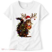 Funny Christmas Squirrel Lights Reindeer Christmas Costume Women's T-Shirt thumb 0