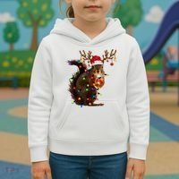 Funny Christmas Squirrel Lights Reindeer Christmas Costume Kids Hoodie thumb 3