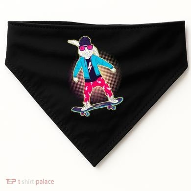 Funny Cool Skateboarding Easter Bunny Rabbit USA-Made Doggie Bandana