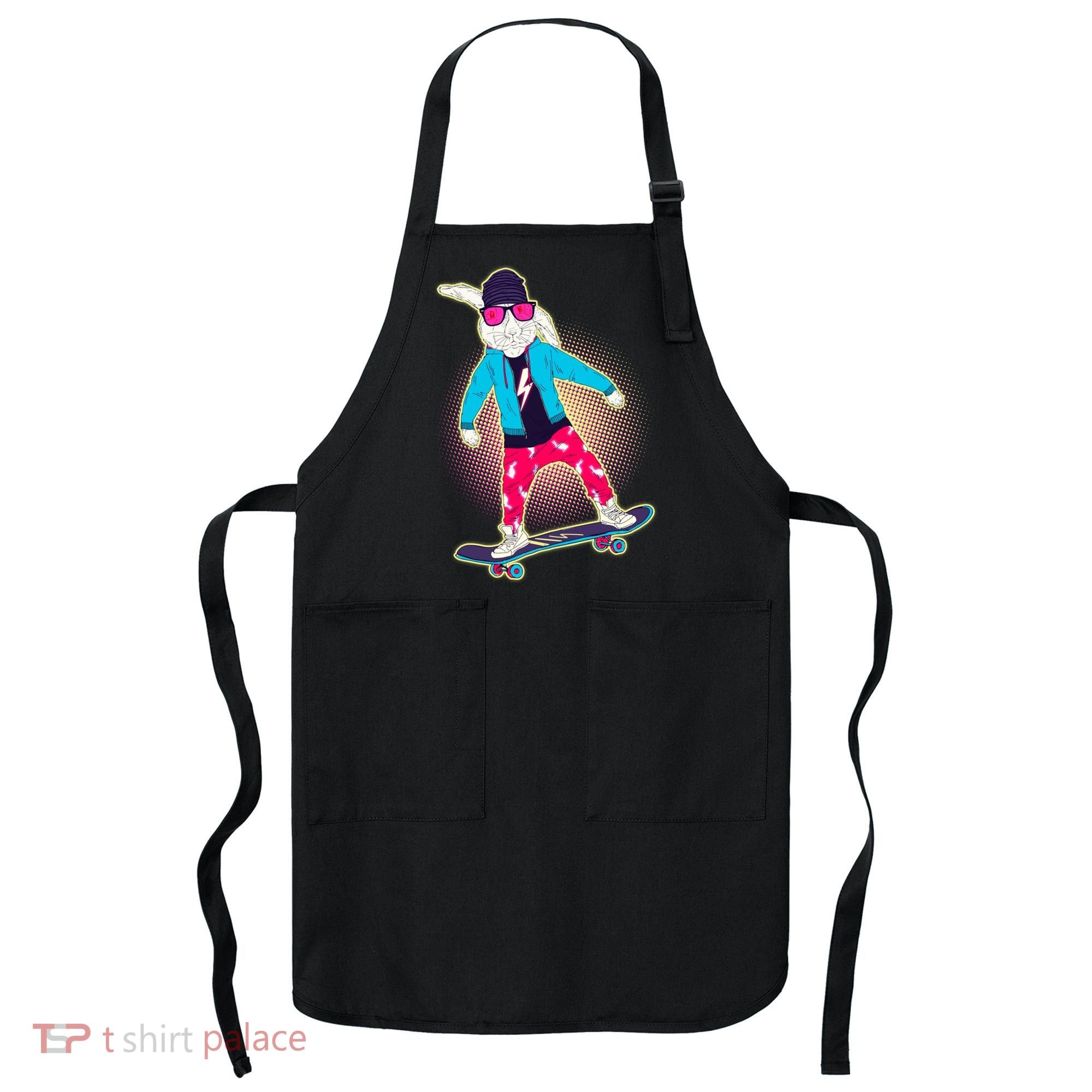 Funny Cool Skateboarding Easter Bunny Rabbit Apron
