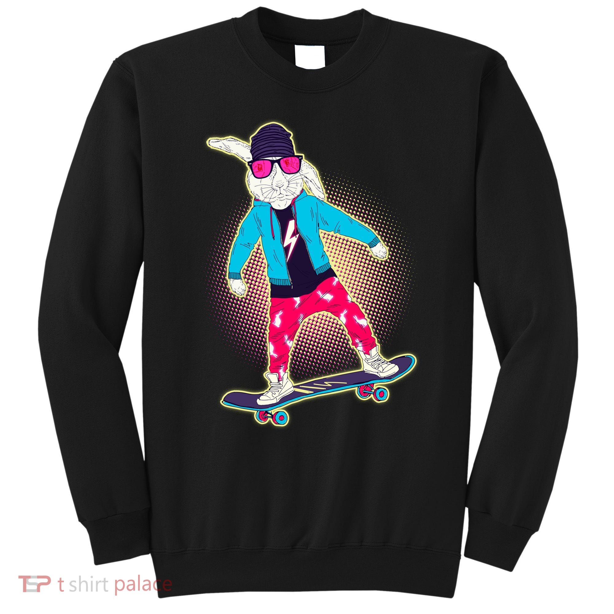 Funny Cool Skateboarding Easter Bunny Rabbit Sweatshirt