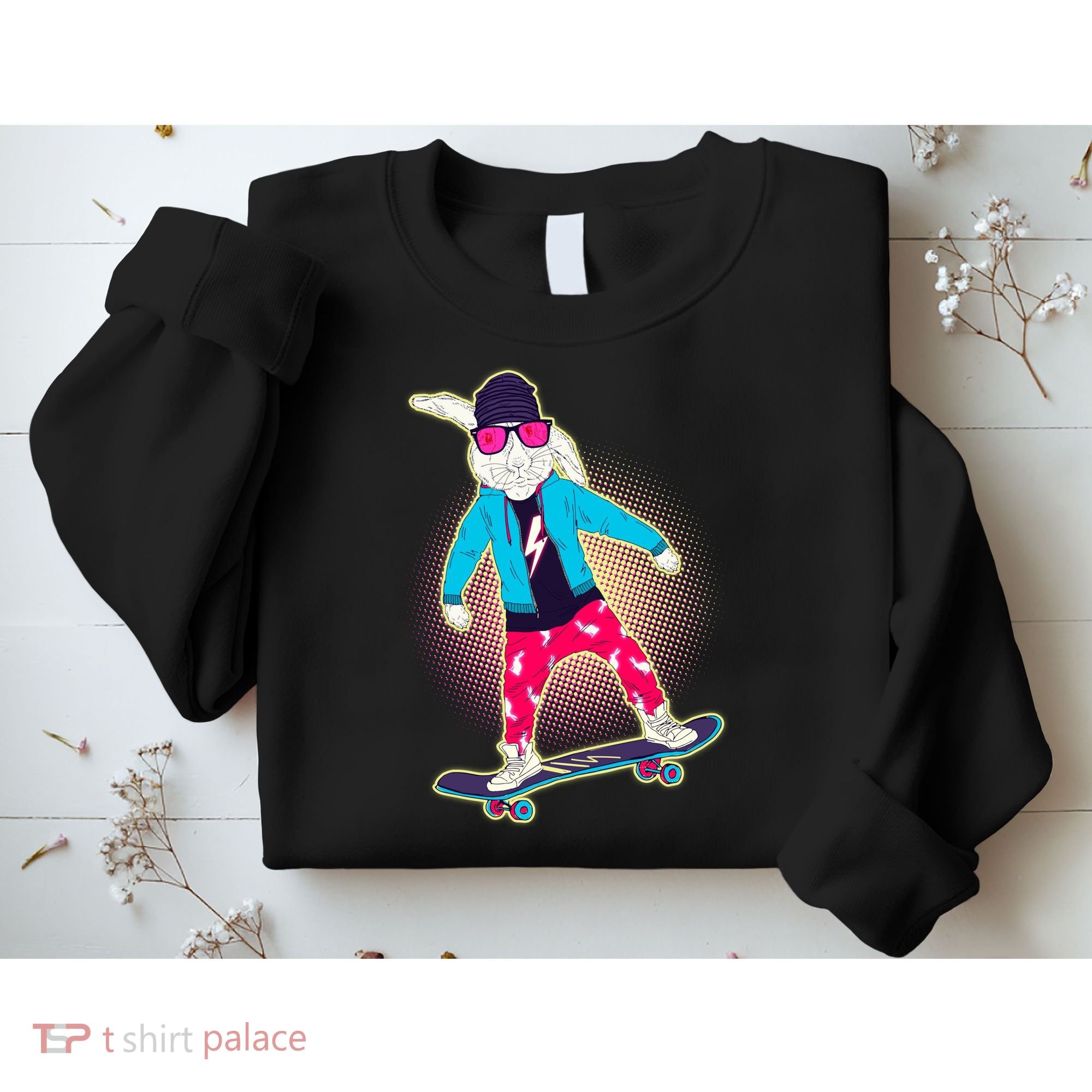 Funny Cool Skateboarding Easter Bunny Rabbit Sweatshirt