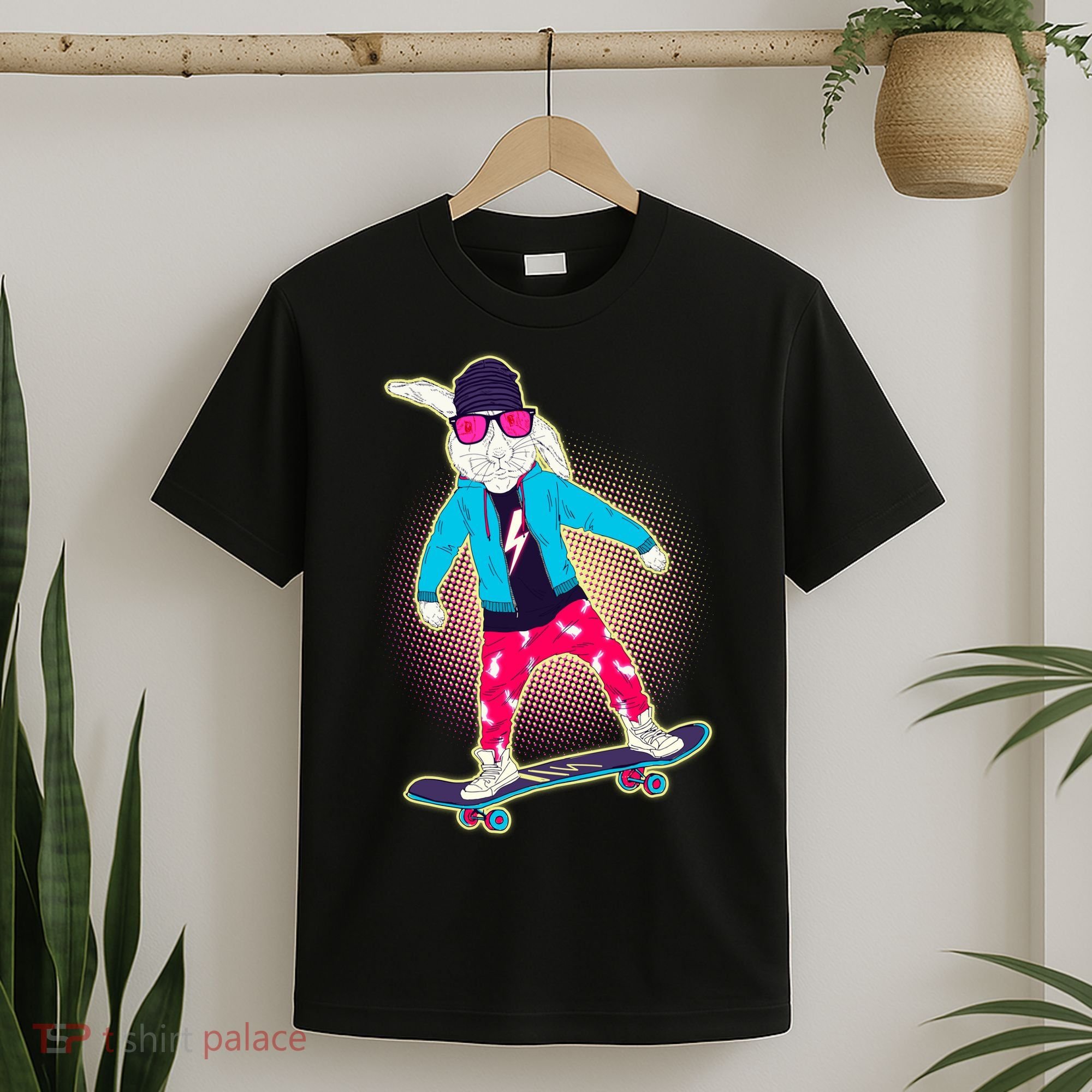 Funny Cool Skateboarding Easter Bunny Rabbit T-Shirt
