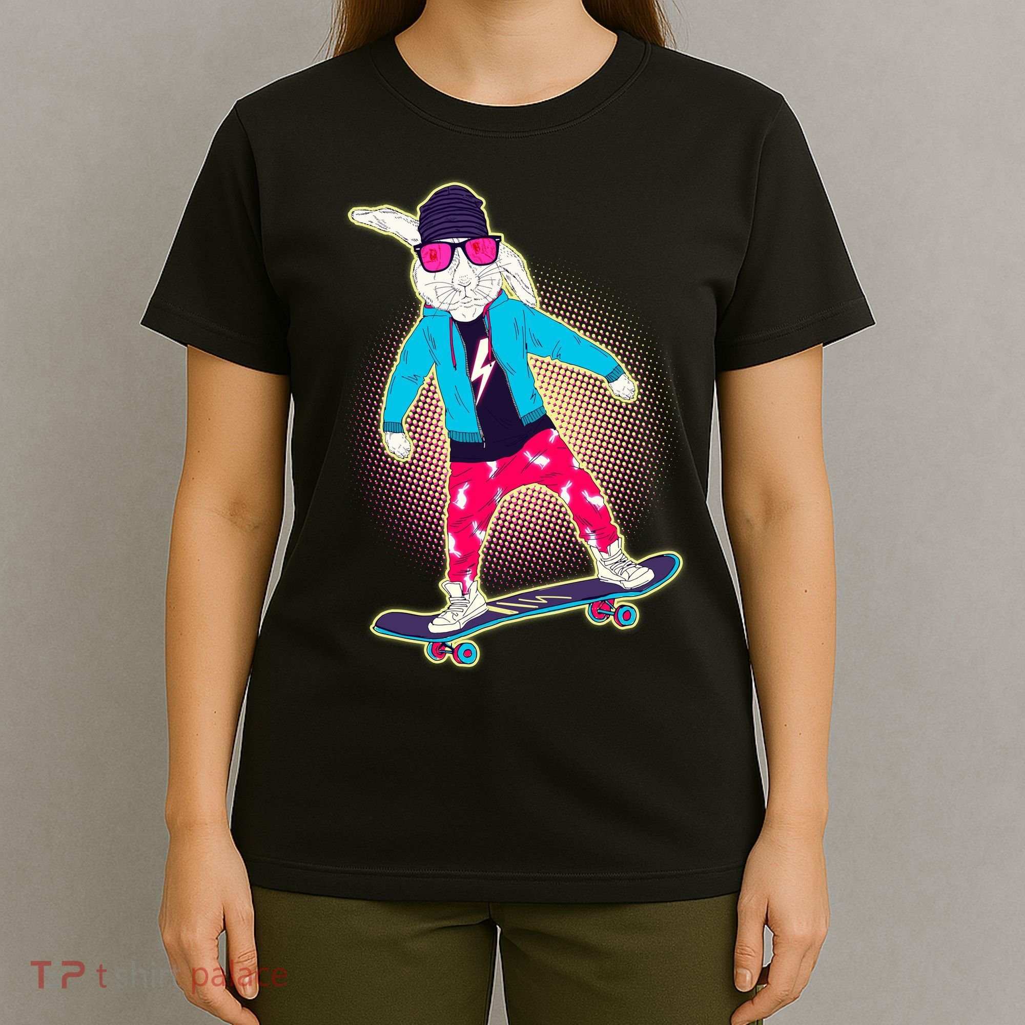 Funny Cool Skateboarding Easter Bunny Rabbit T-Shirt