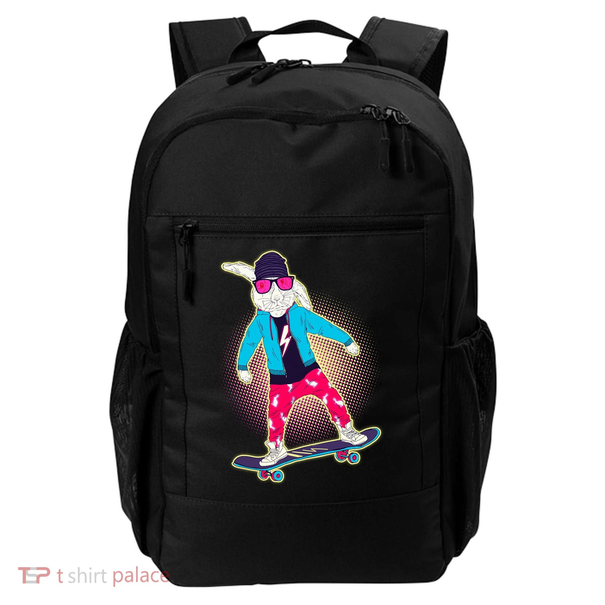 Funny Cool Skateboarding Easter Bunny Rabbit Backpack