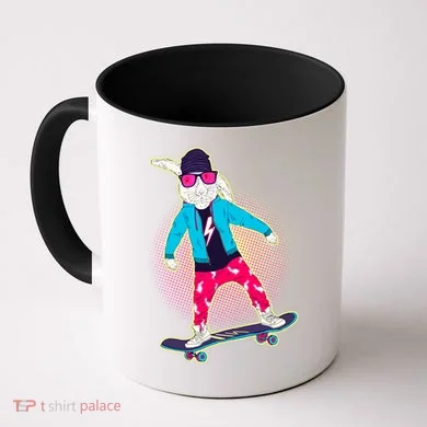Funny Cool Skateboarding Easter Bunny Rabbit Coffee Mug